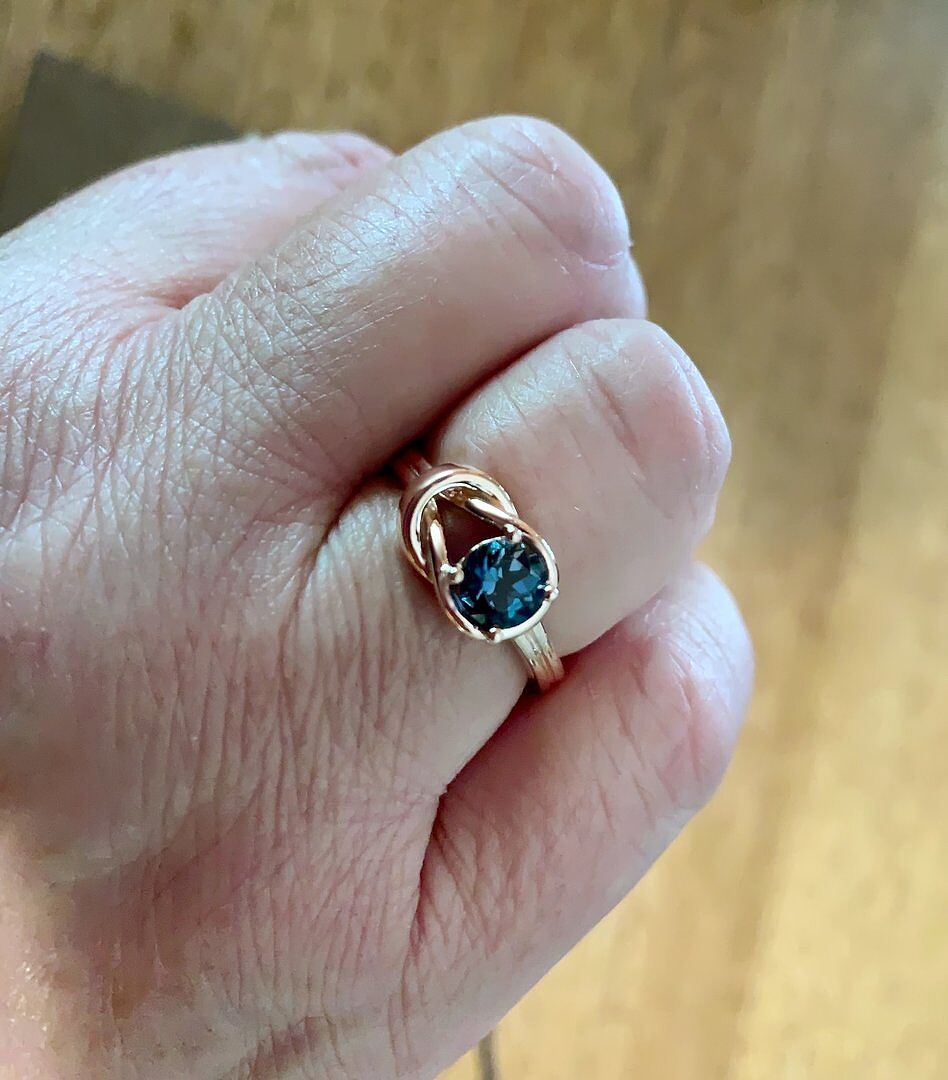 Solitaire London Blue Topaz Infinity Knot Ring
