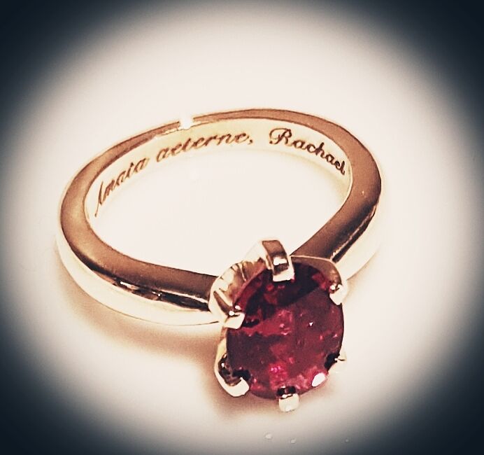 Tapered Shank Oval Solitaire Garnet Ring