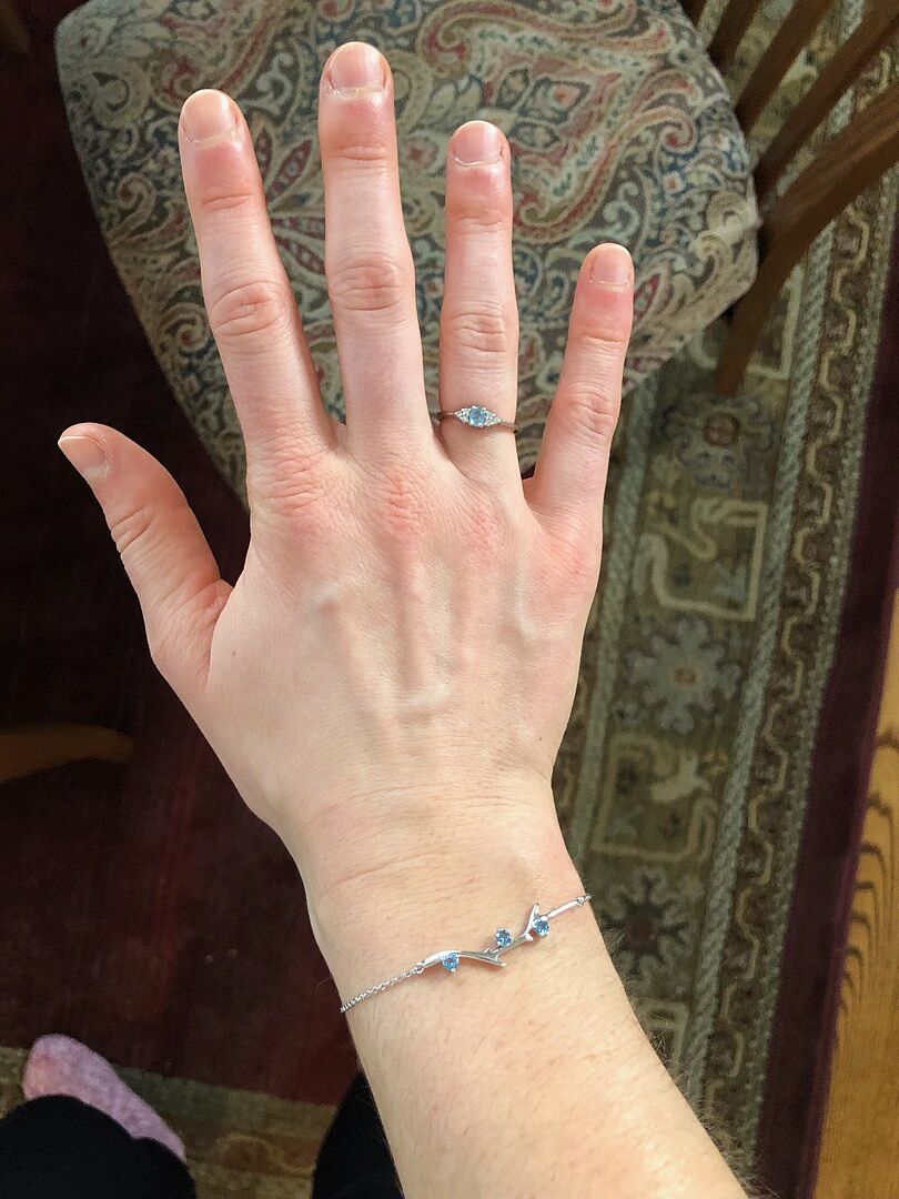 Nature Inspired Round Swiss Blue Topaz Tree Branch Bracelet
