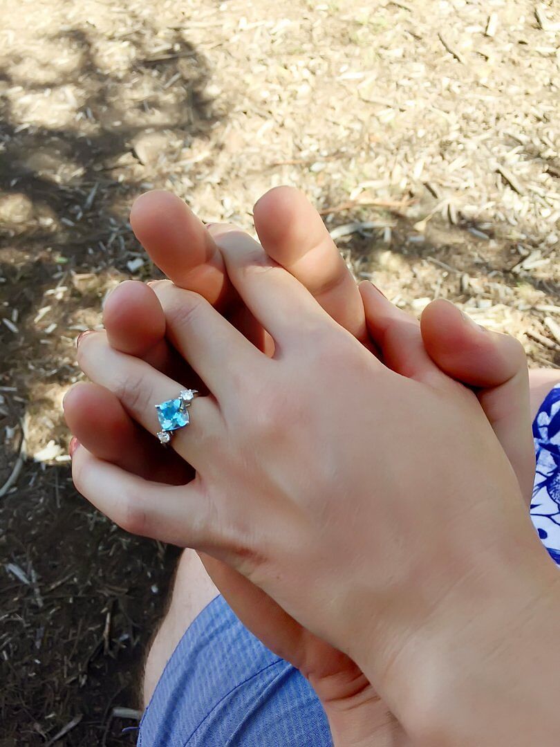 Cushion Sideways Aquamarine and Diamond Ring
