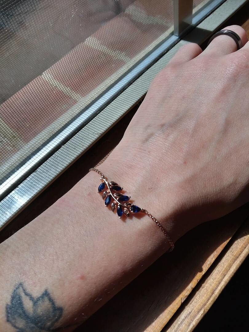 Pear and Marquise Tanzanite Olive Branch Bracelet