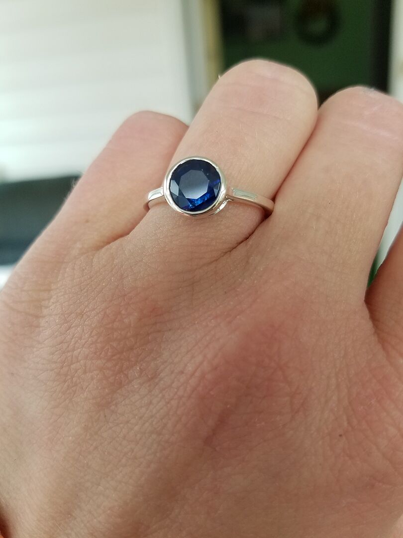 Classic Bezel-Set Round Blue Sapphire Solitaire Ring