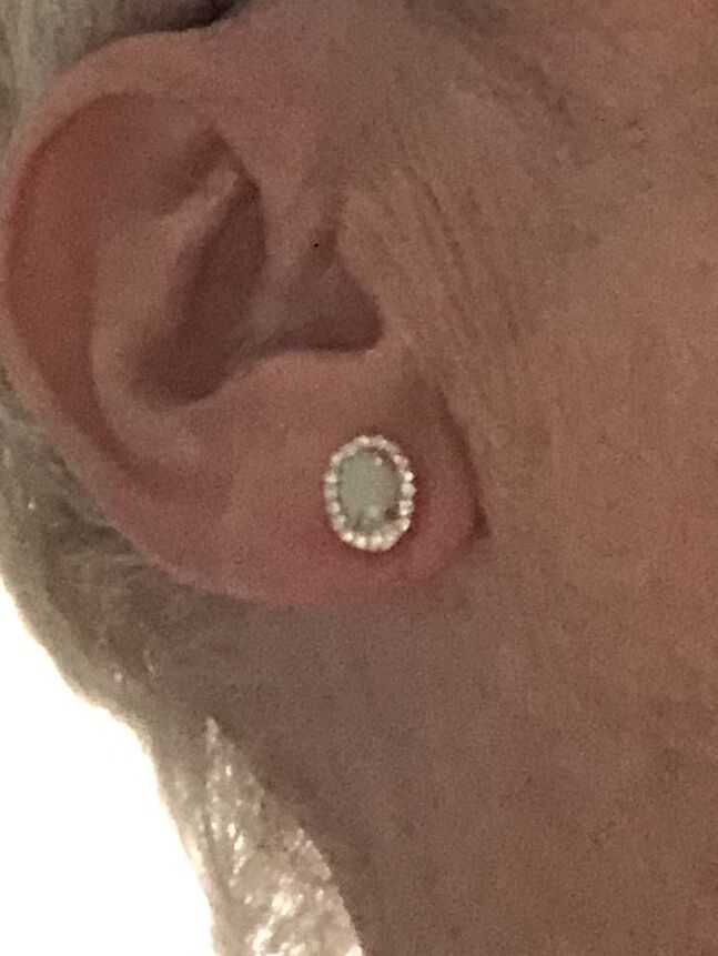 Prong-Set Oval Opal Stud Earrings with Diamond Halo