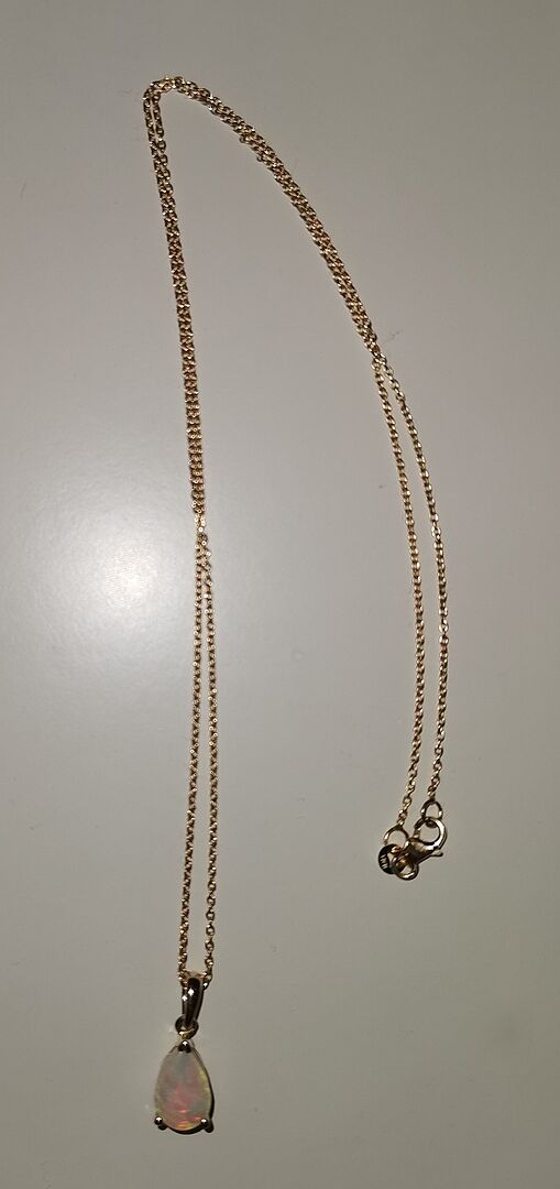 Prong-Set Pear Opal Solitaire Pendant