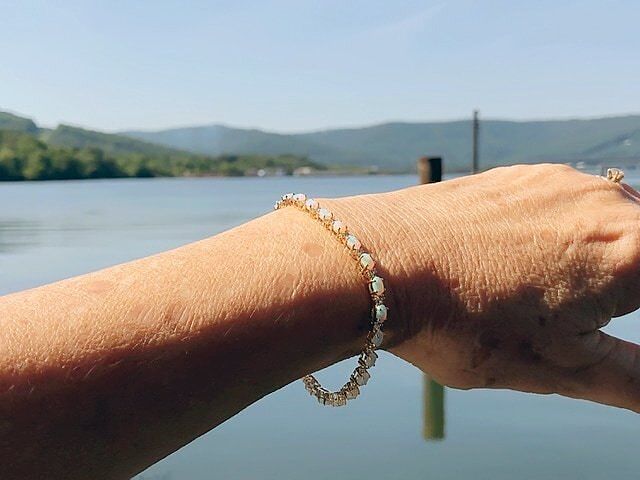 Classic Oval Opal and Diamond Tennis Bracelet