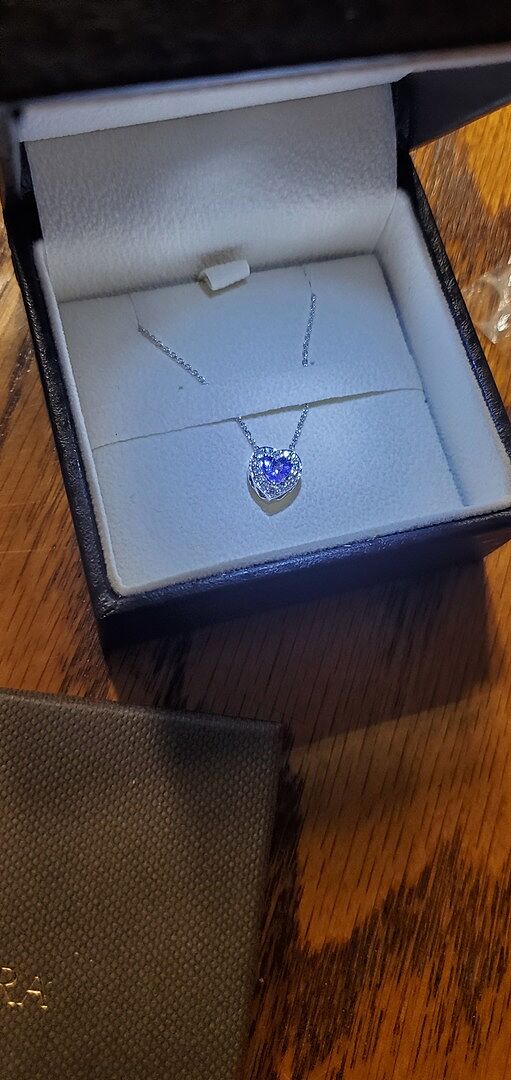 Heart-Shaped Tanzanite Pendant with Diamond Halo