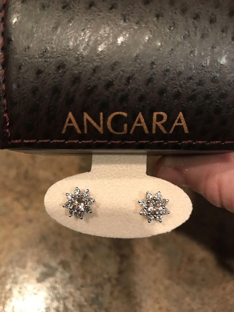 Round Emerald and Diamond Flower Stud Earrings