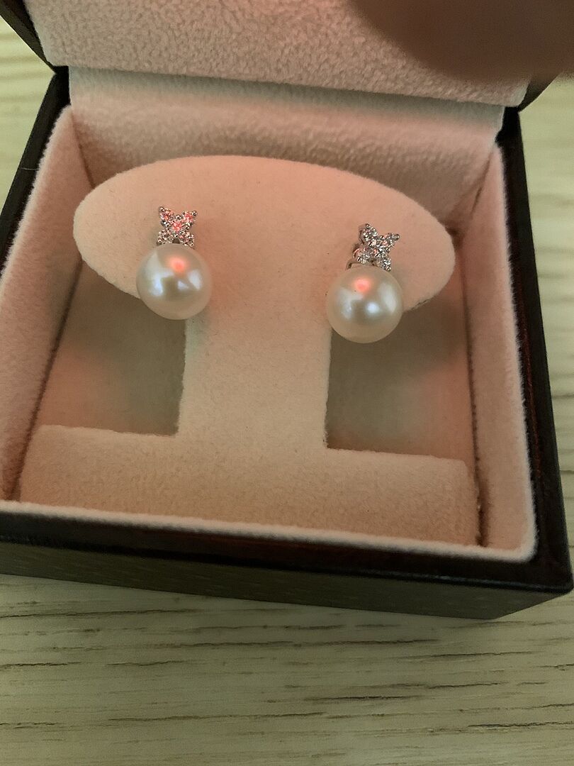 Japanese Akoya Pearl and Diamond Cluster Stud Earrings