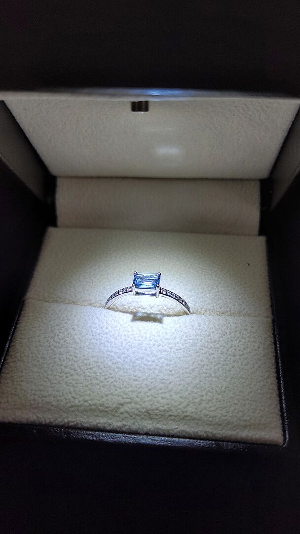 East-West Emerald-Cut Garnet Solitaire Ring