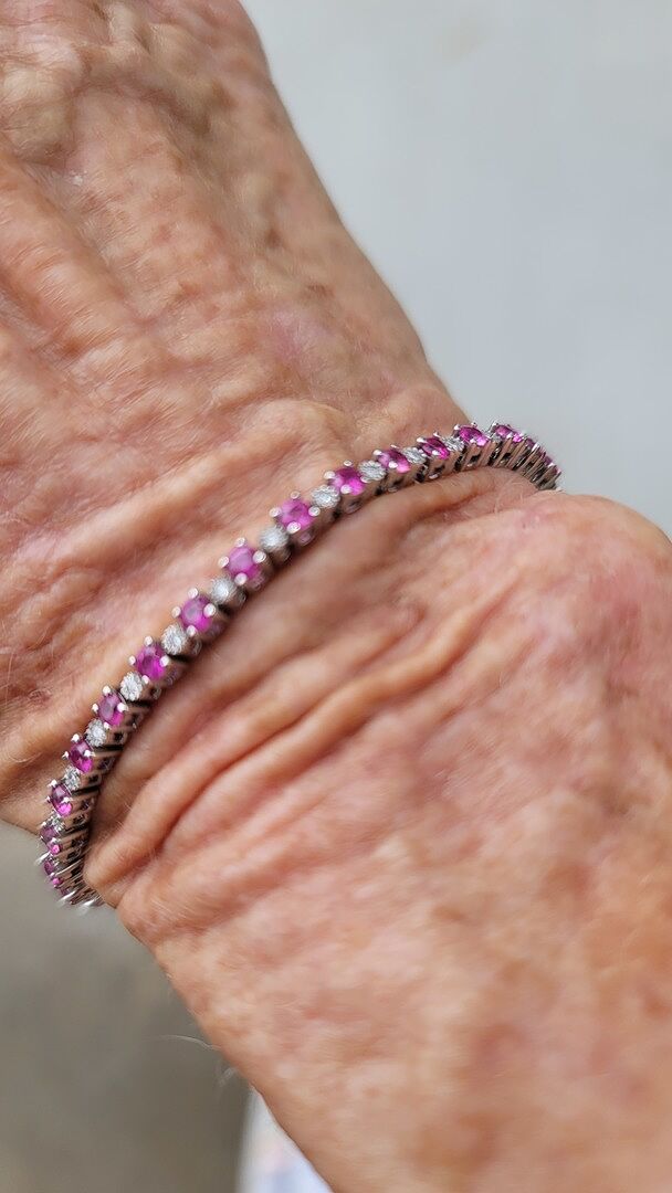 S Curl Amethyst and Diamond Tennis Bracelet