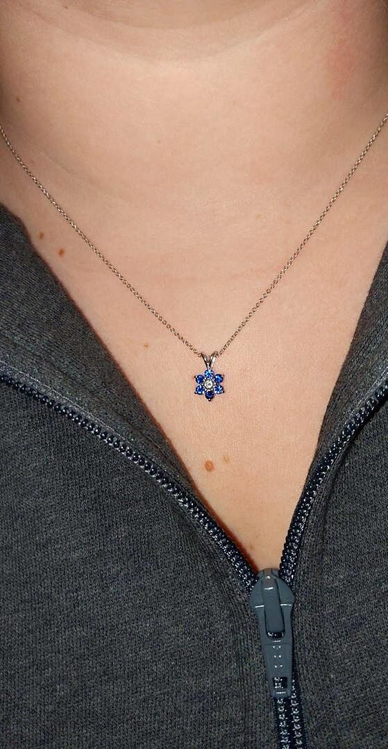 Classic Six Petal Ruby Flower Pendant with Diamond