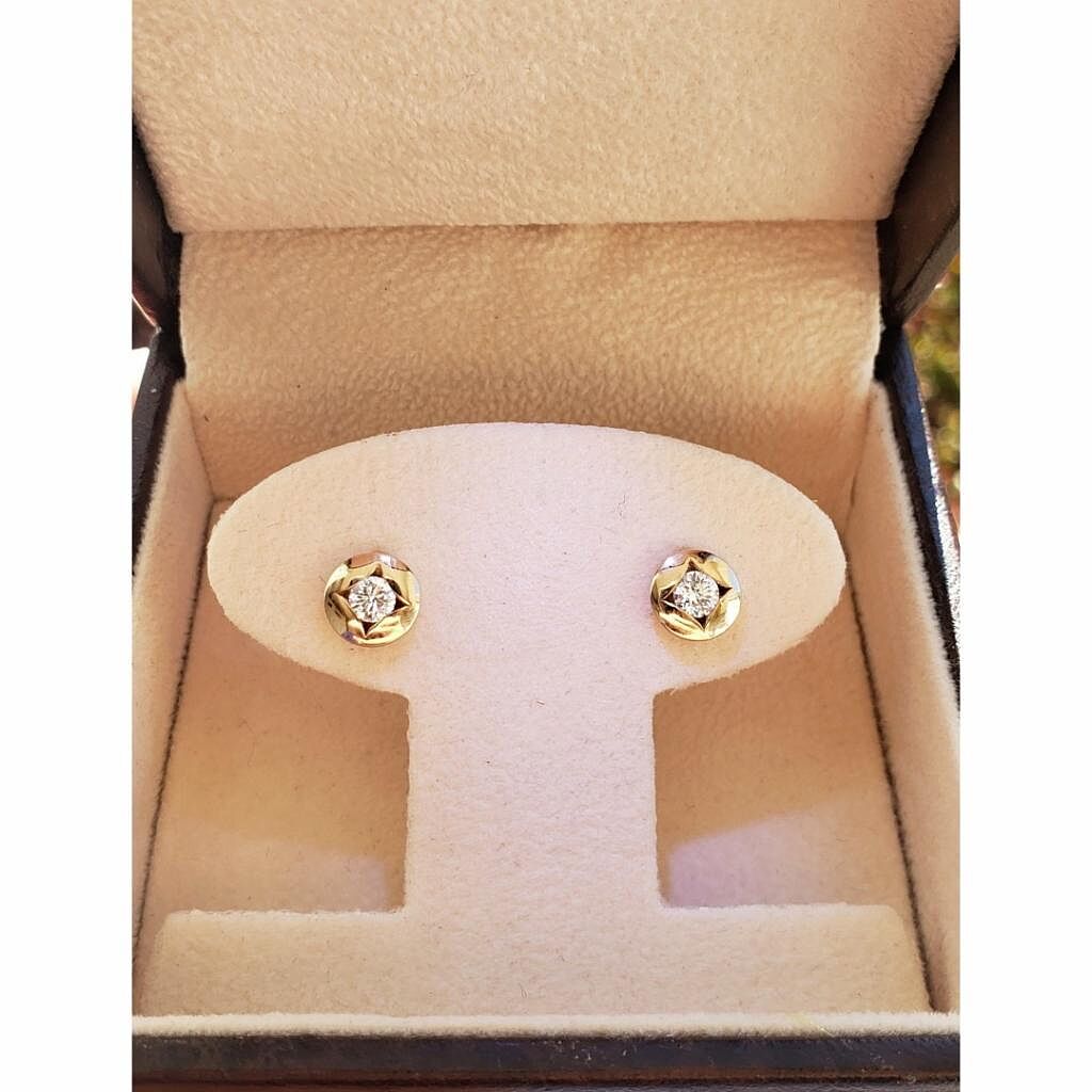 Channel-Set Diamond Solitaire Round Stud Earrings