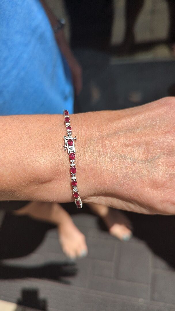 Oval Garnet Tennis Bracelet with Diamonds