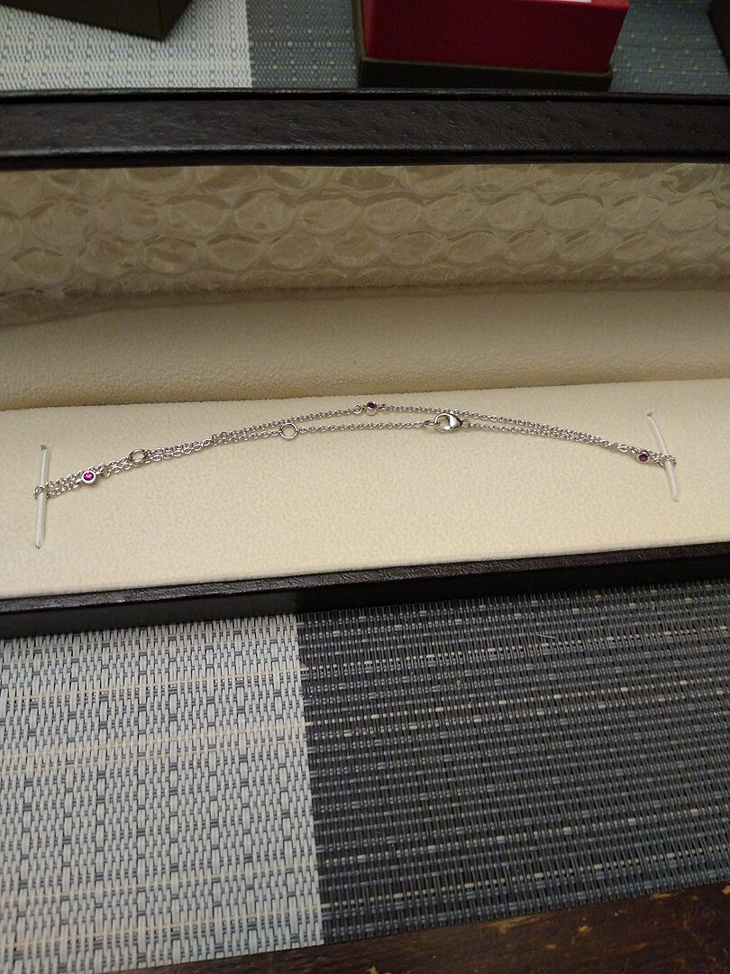 Bezel-Set Pink Sapphire Station Adjustable Ankle Bracelet