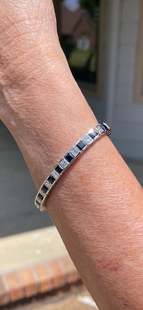 Channel-Set Square Sapphire Tennis Bracelet