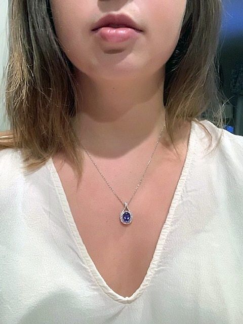 Oval Tanzanite Double Halo Loop Pendant