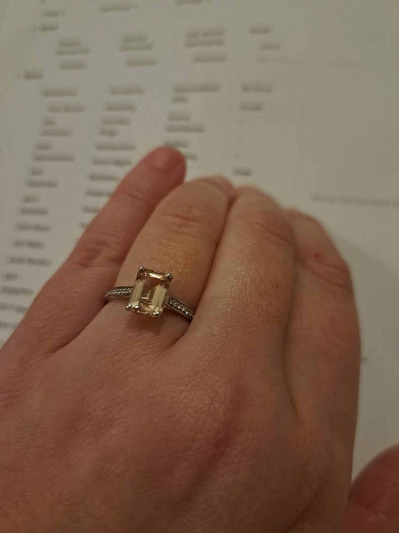 Emerald-Cut Morganite Cocktail Ring with Diamond Accents