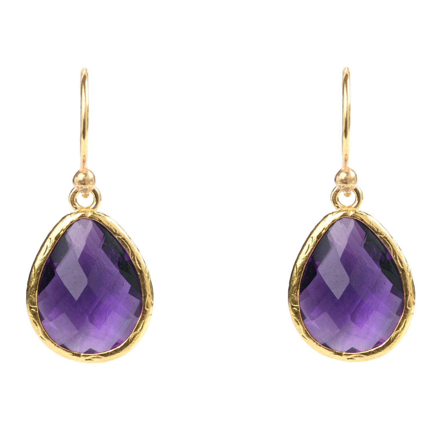 Petite Drop Earrings Amethyst Hydro Gold