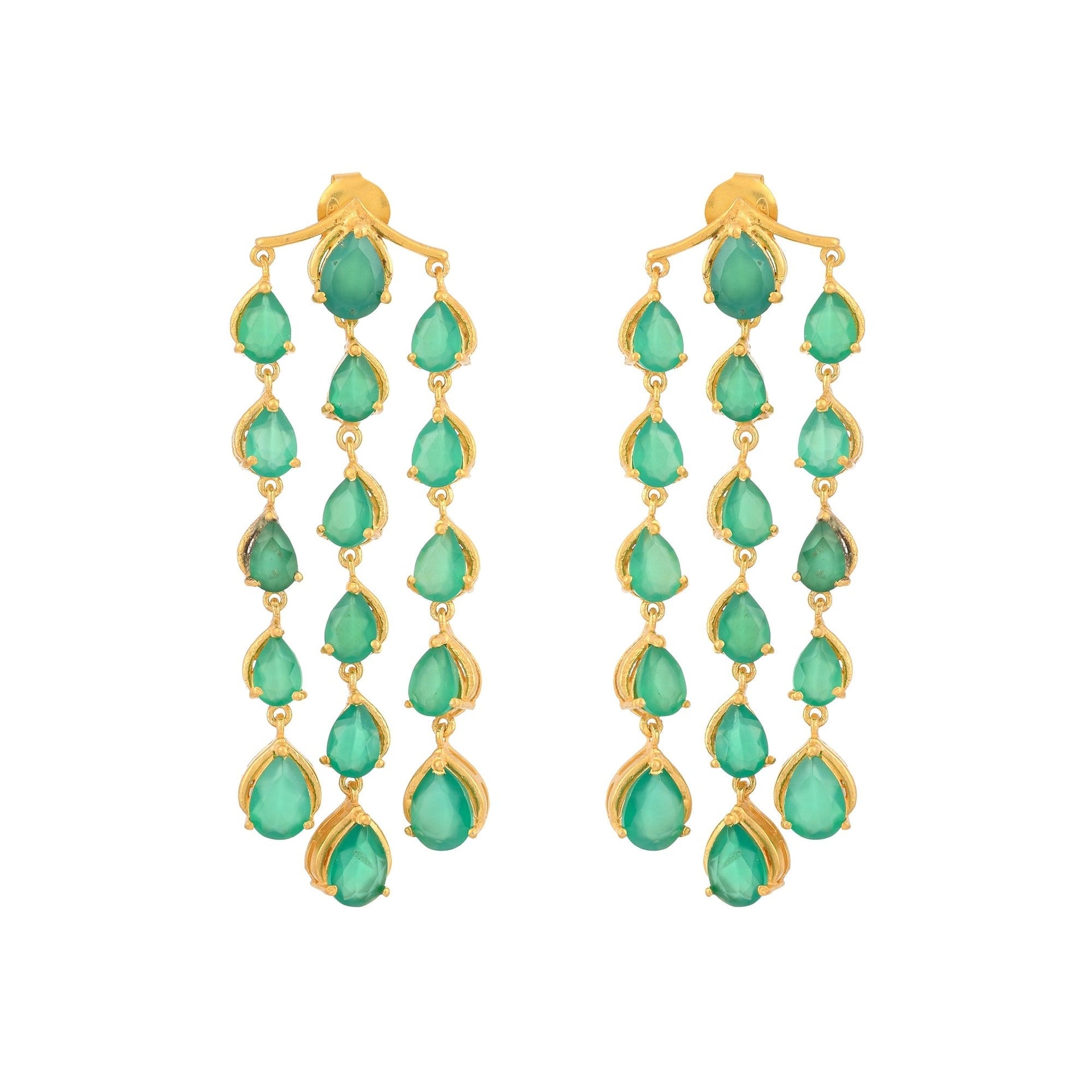 Oscar Night Chandelier Earrings In Green Onyx