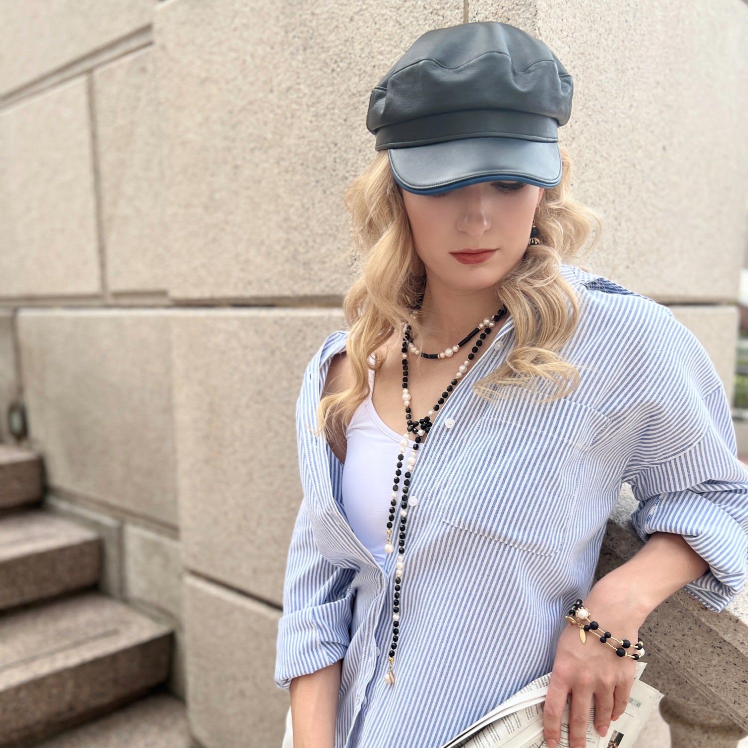 Black Obsidian And White Pearls Multiway Necklace