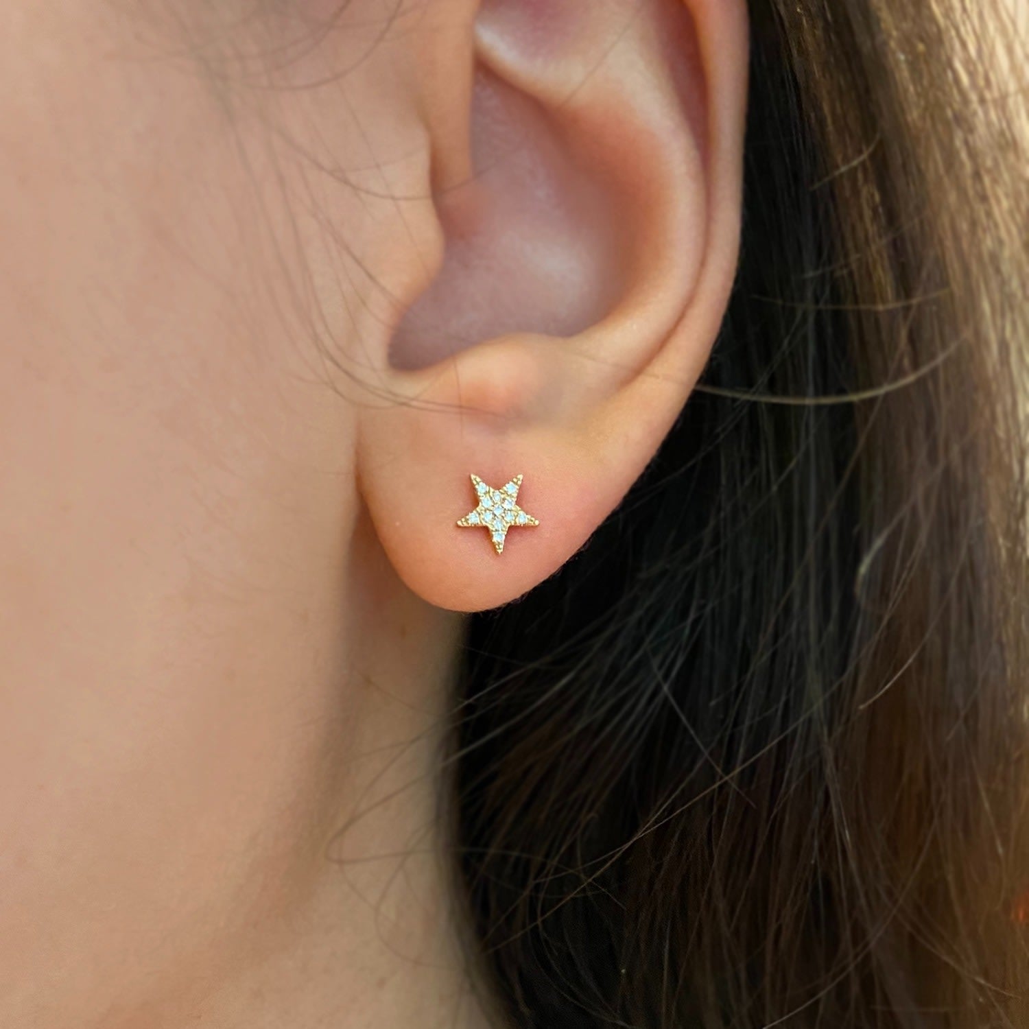 Star Diamond Stud Earrings In Gold