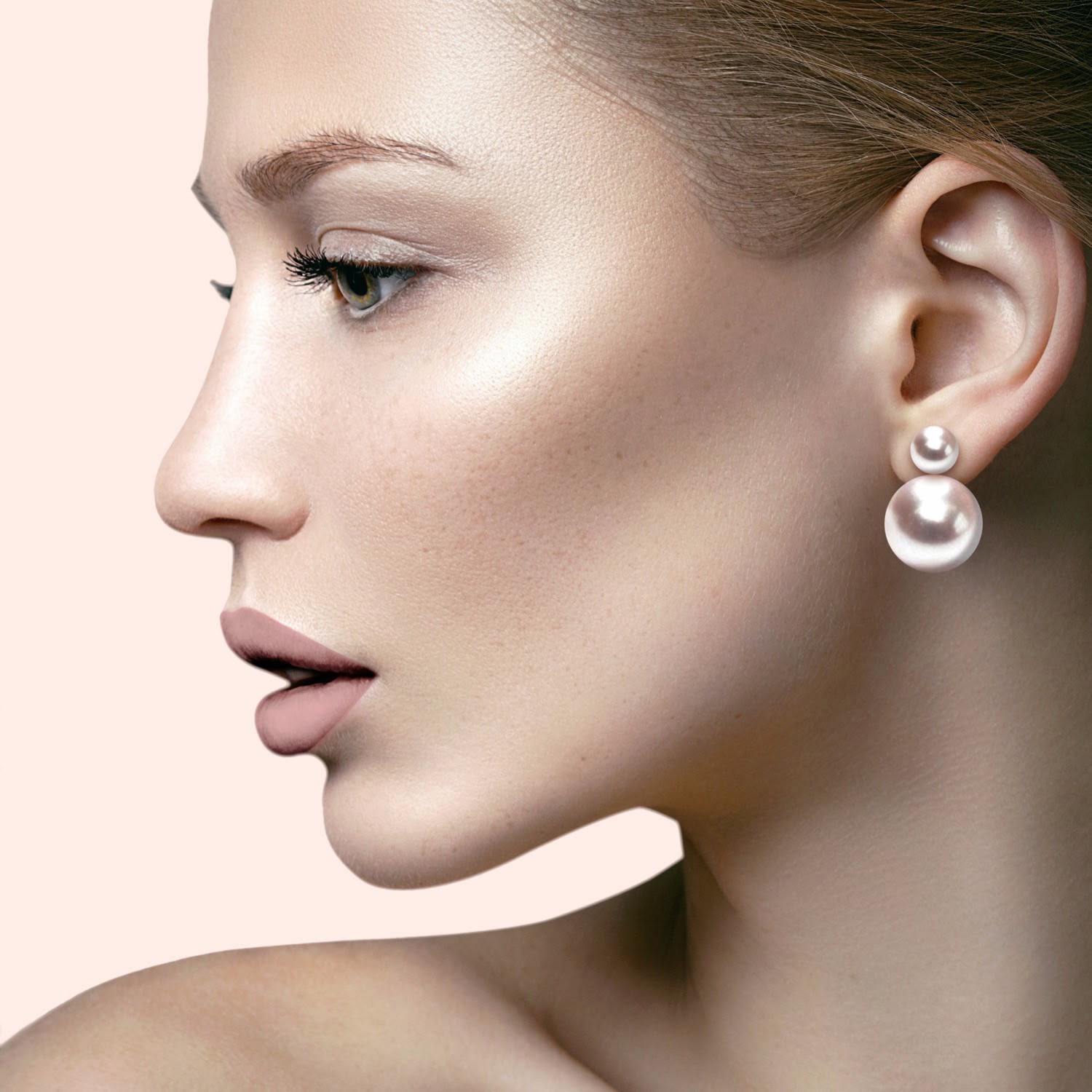 Xxl Duet White Pearl Earrings - Solid 9Ct Gold