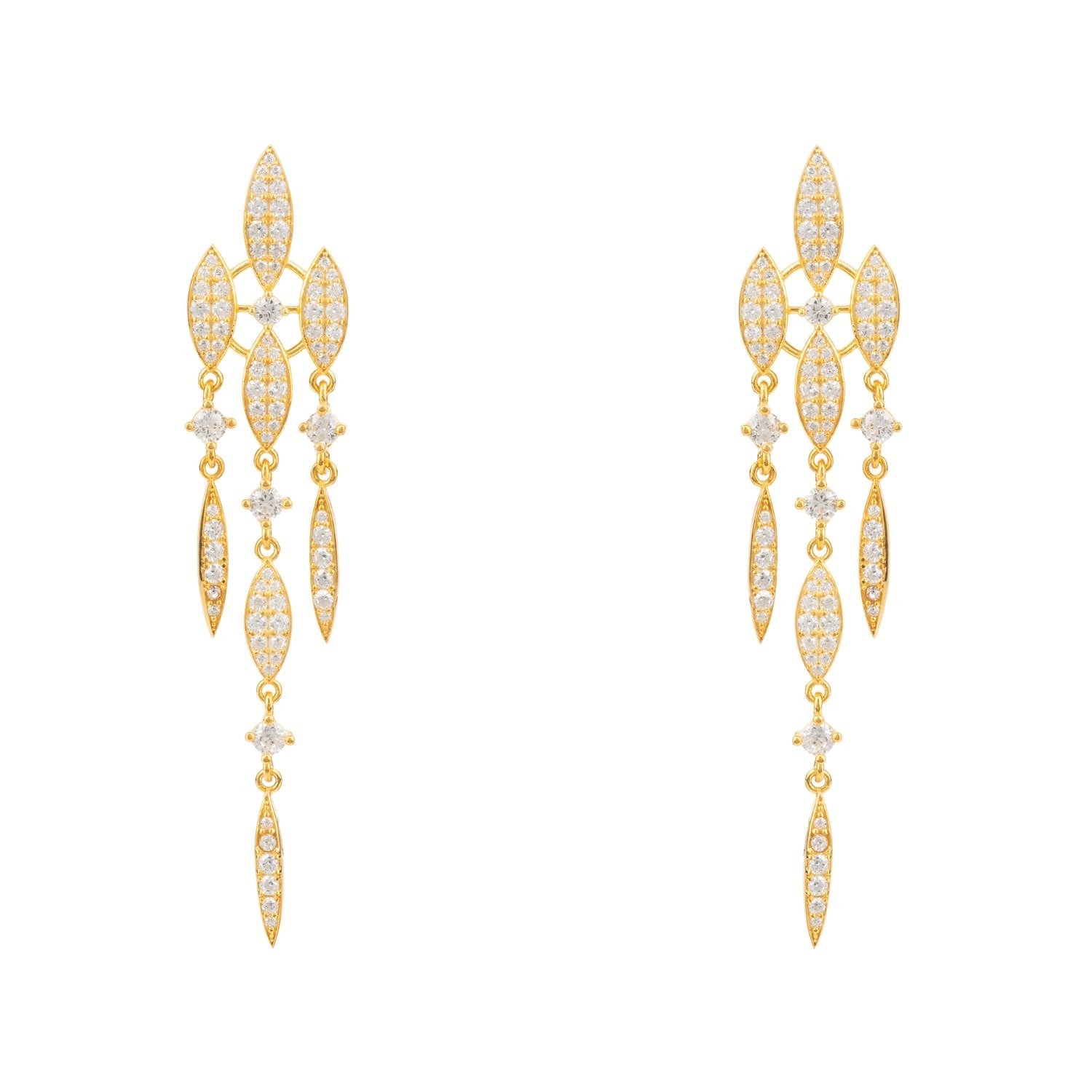 Valencia Statement Drop Earring White Cz Gold