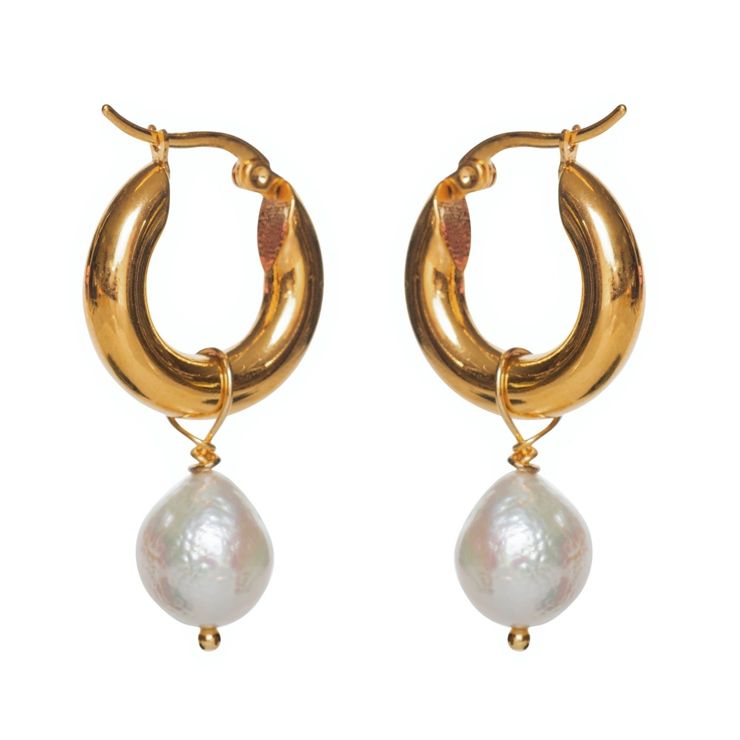 Funky Pearl Hoop Earrings