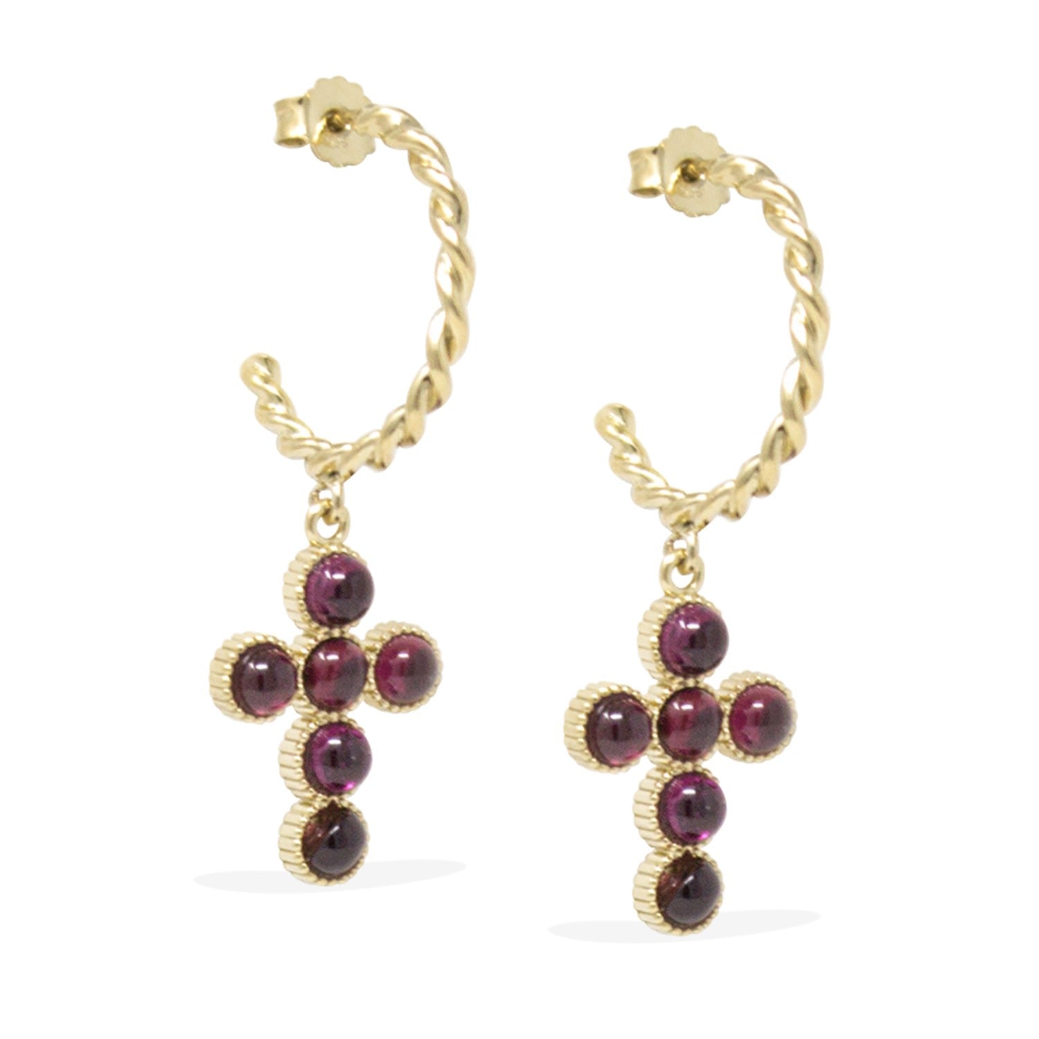 Hope Gold-Plated Rhodolite Hoop Earrings