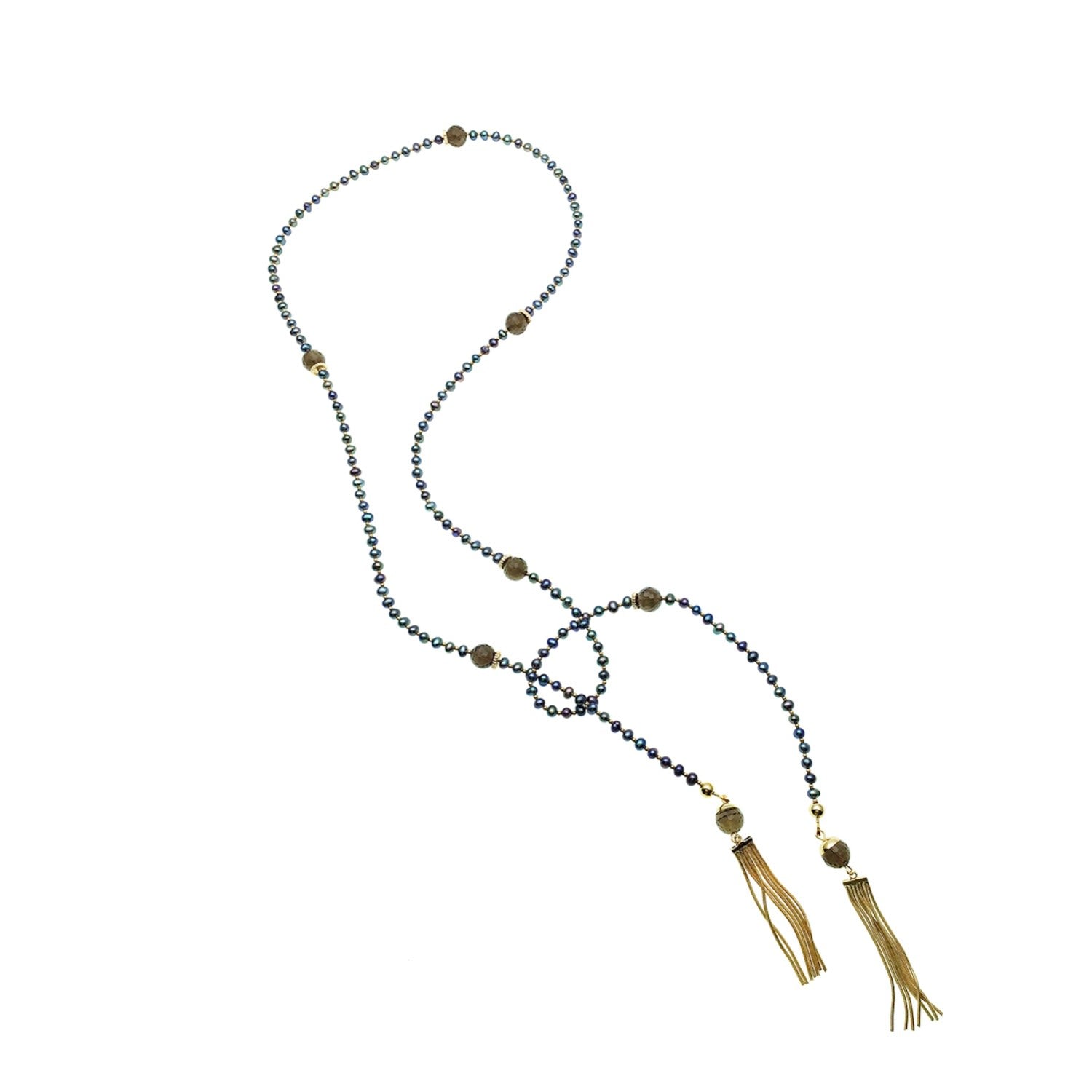 Black Tiger Eye Open Ended Long Necklace