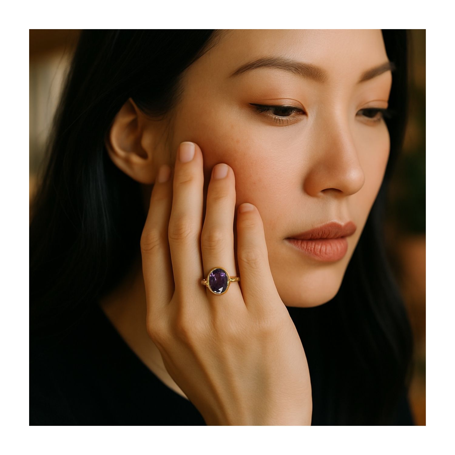 Oval Amethyst Gemstone Ring
