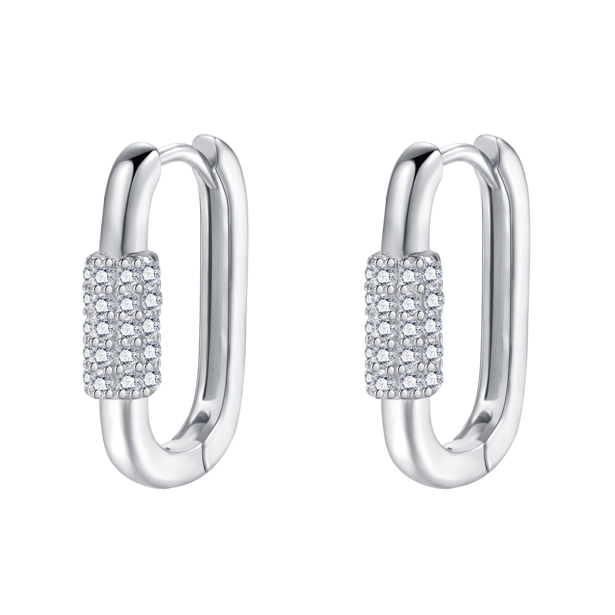 Oval Carabiner Huggie Earrings Sterling Silver