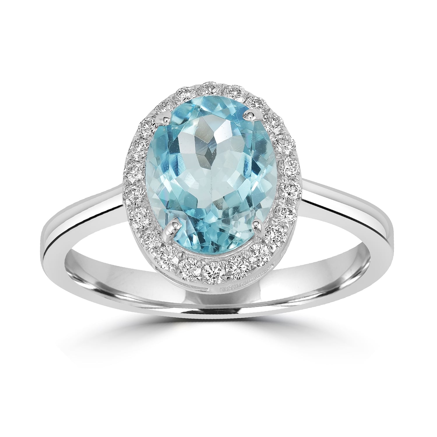 Oval Cut Aquamarine Pave Diamond Cocktail Ring In White Gold