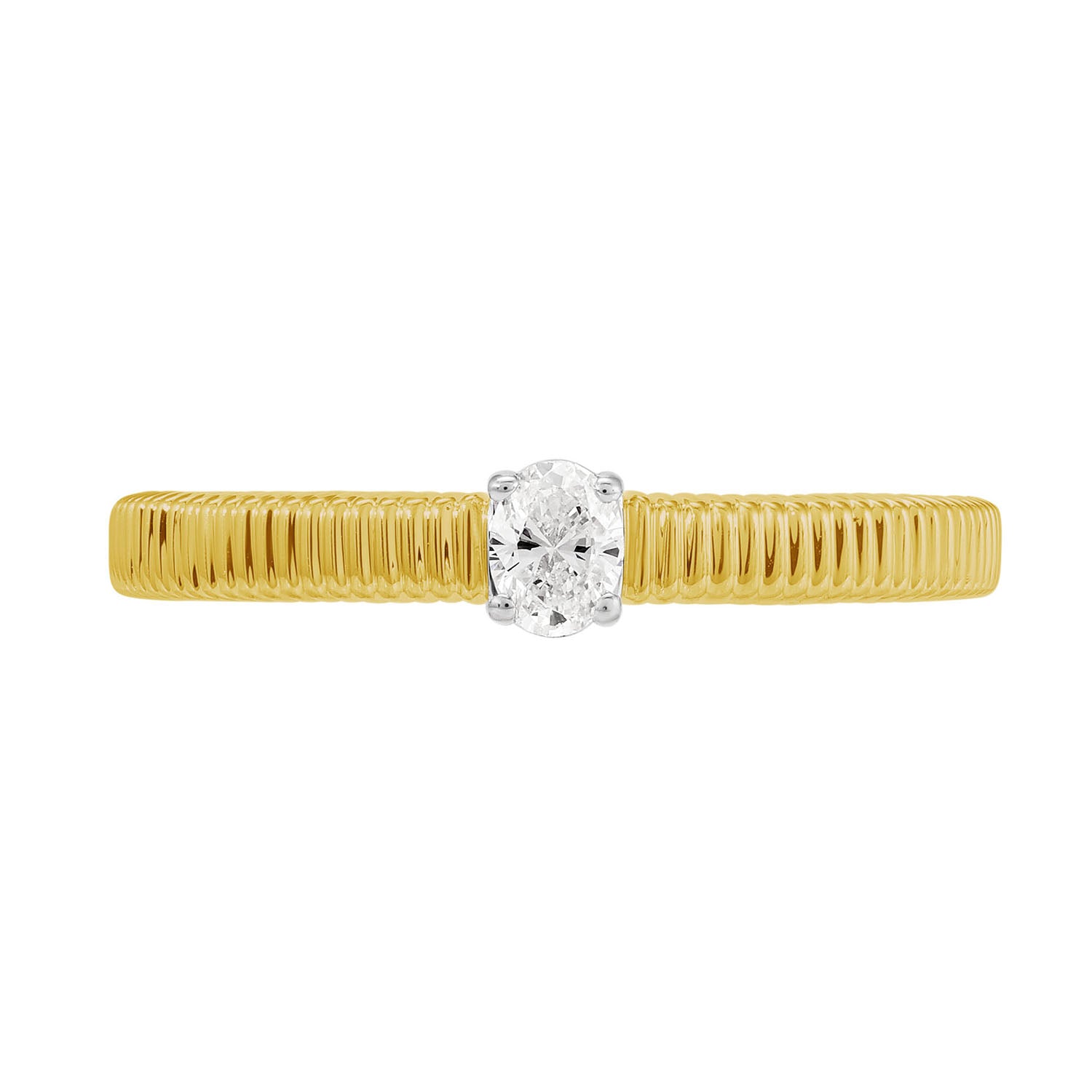 Two-Tone Gold Oval Diamond Band Ring – Designer Fine Jewelry