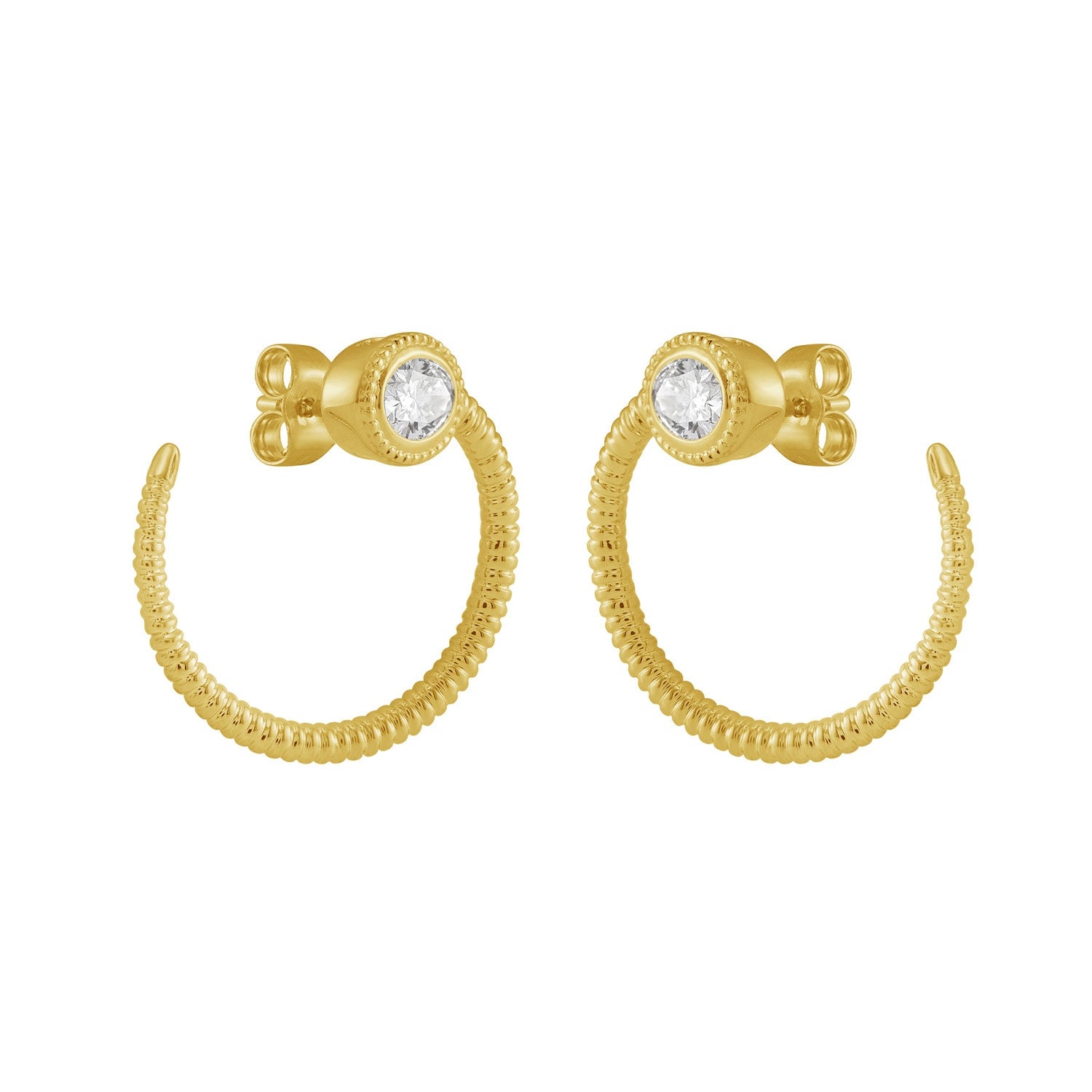 Oval Cut Diamond Hoop Earrings In Yellow Gold