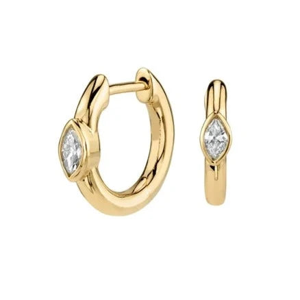 Gold Oval Cut Huggie Hoop Earrings