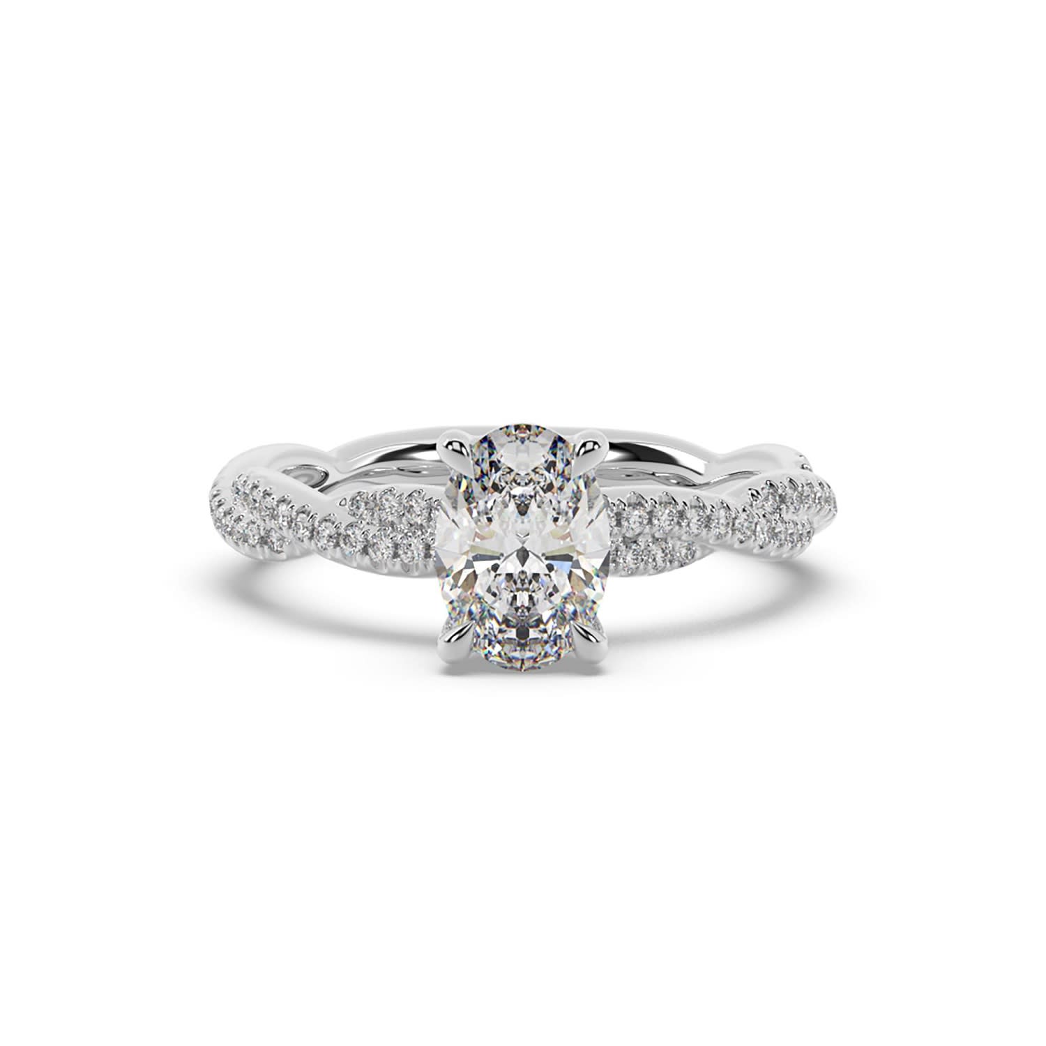 Oval Cut Lab Grown Diamond Cocktail Ring In 14K White Gold