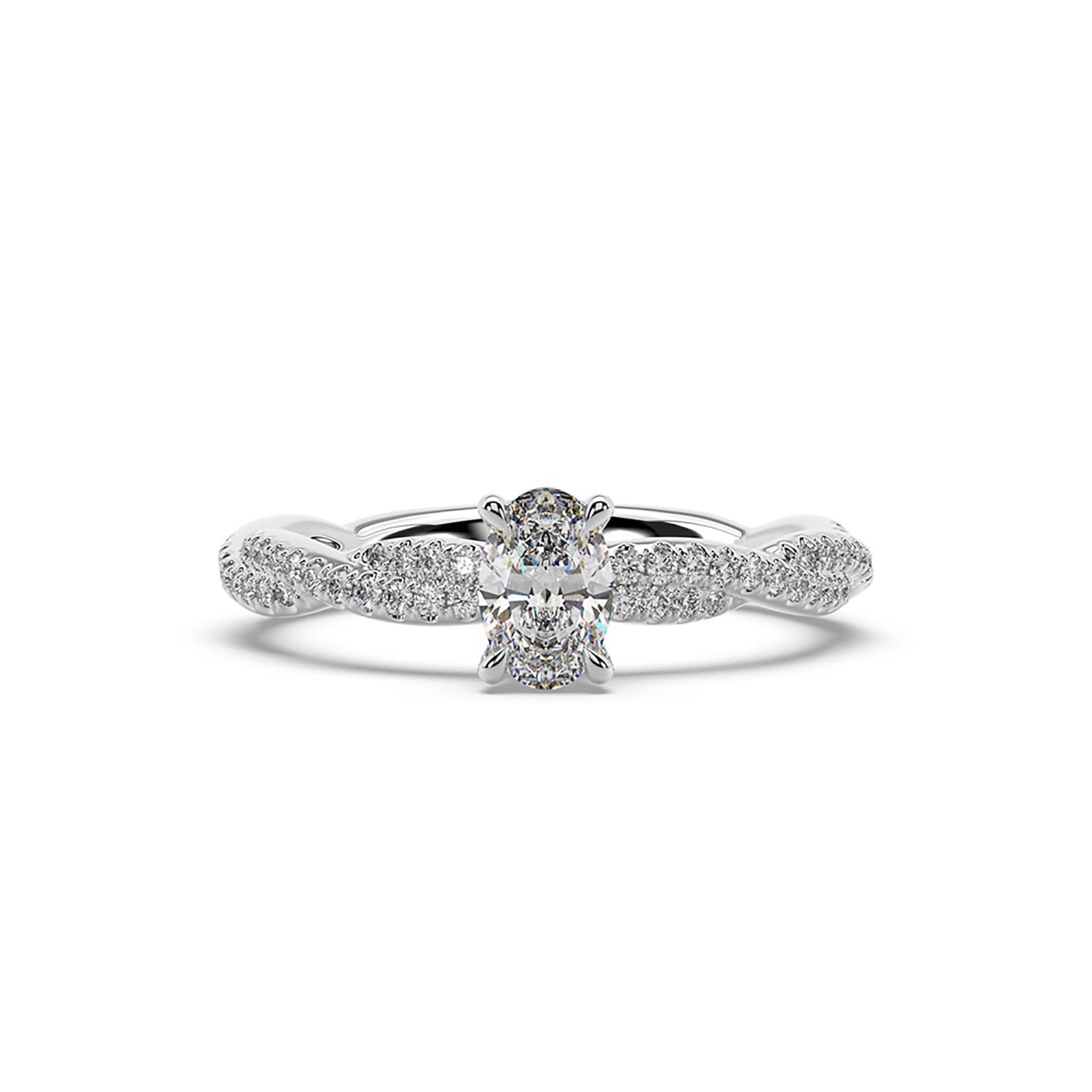 Genuine Oval Cut Lab Grown Diamond Cocktail Ring In White Gold
