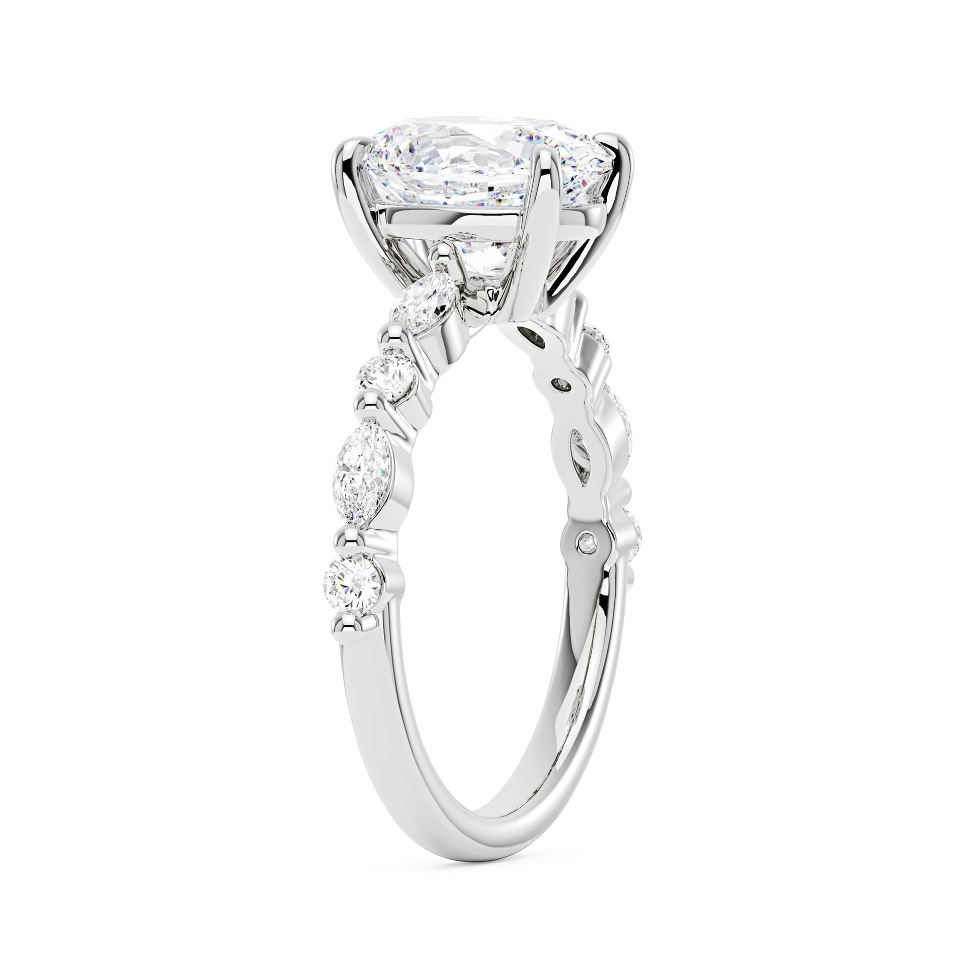 2 Carat Nature Inspired Oval Cut Moissanite Accent Engagement Ring