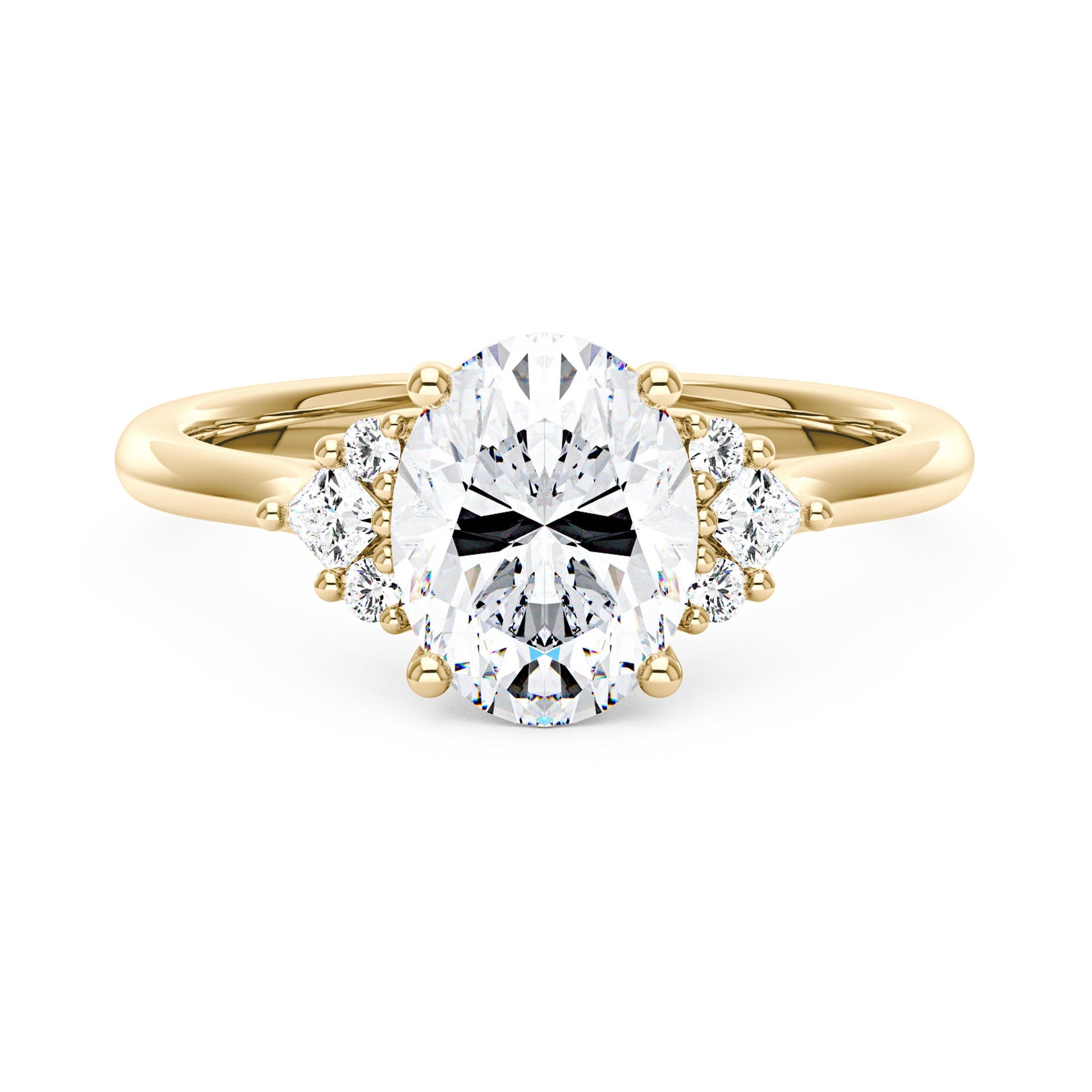 2 Carat Oval Moissanite Cluster Ring