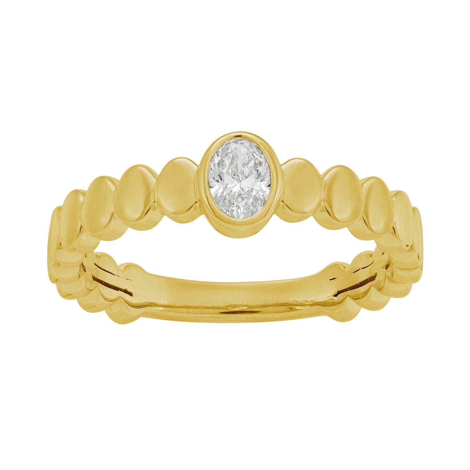 Natural Diamond Band Ring In Yellow Gold – Oval Cut Design