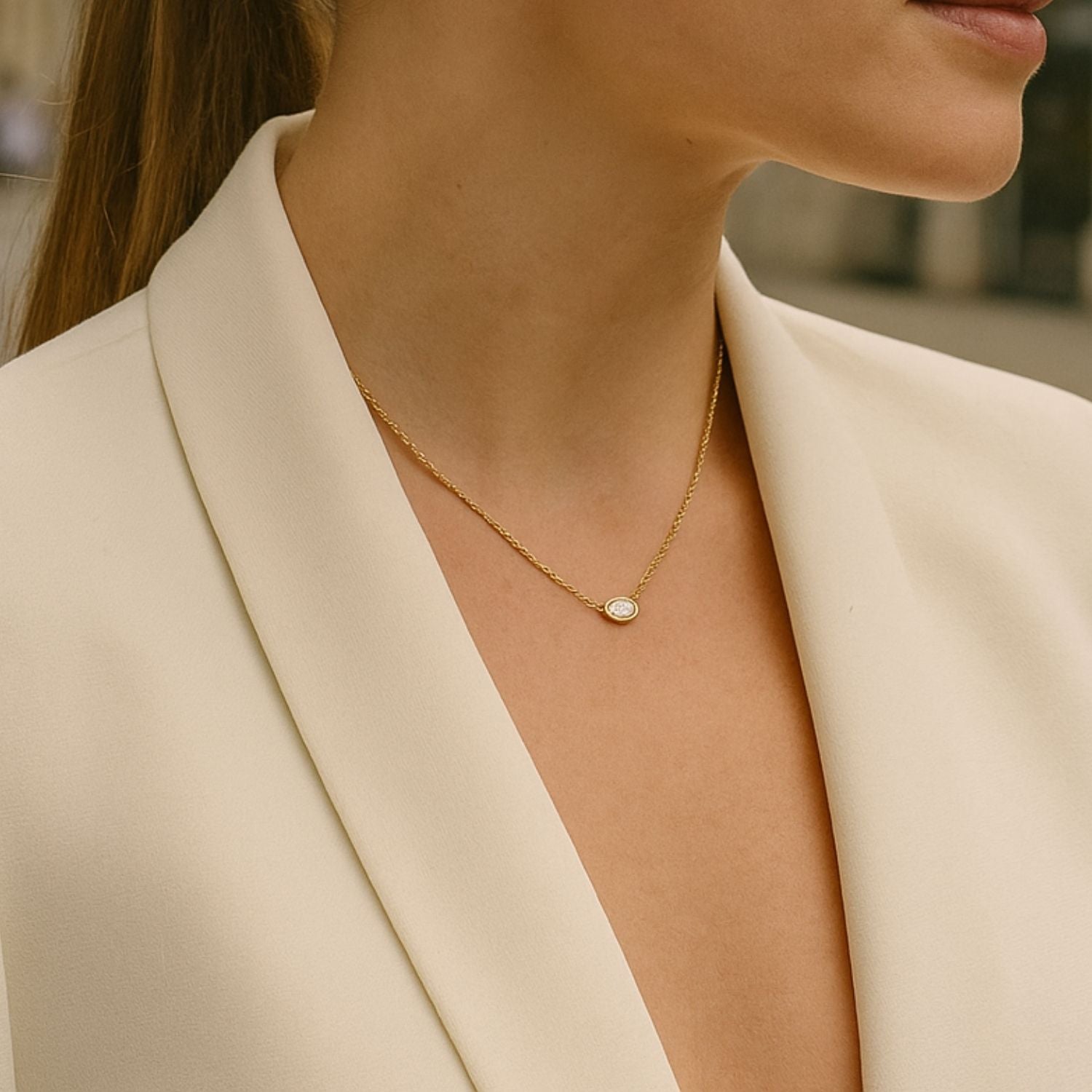 Oval Diamond Hoop Earring