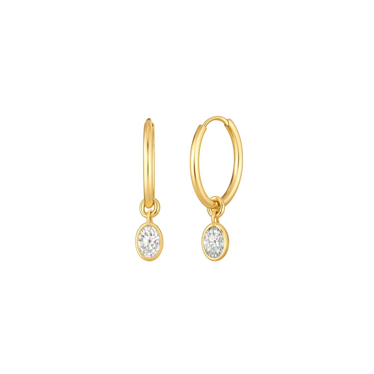 Oval Diamond Hoop Earring