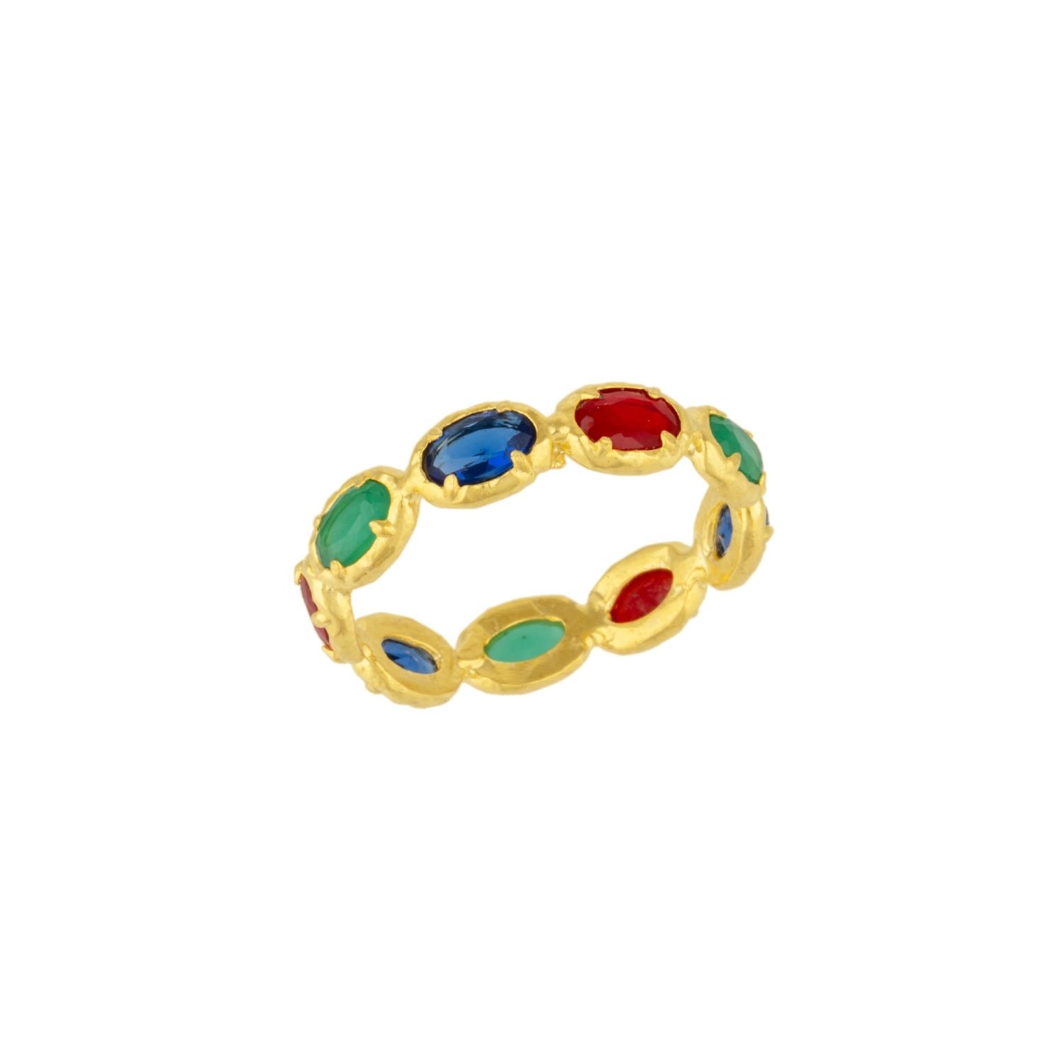 Oval Eternity Gold Gemstone Ring