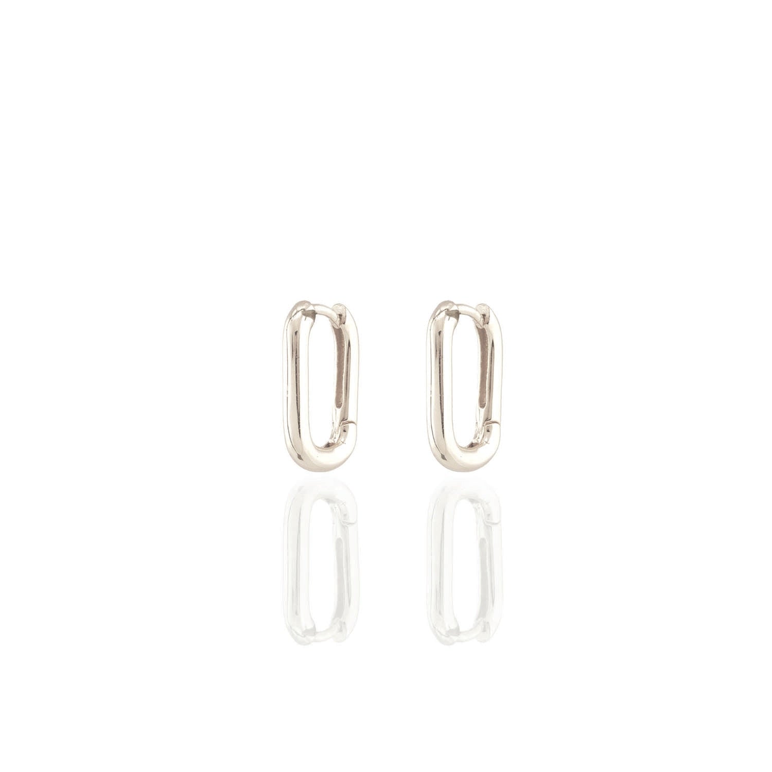 Oval Huggie Hoop Earrings - Sterling Silver