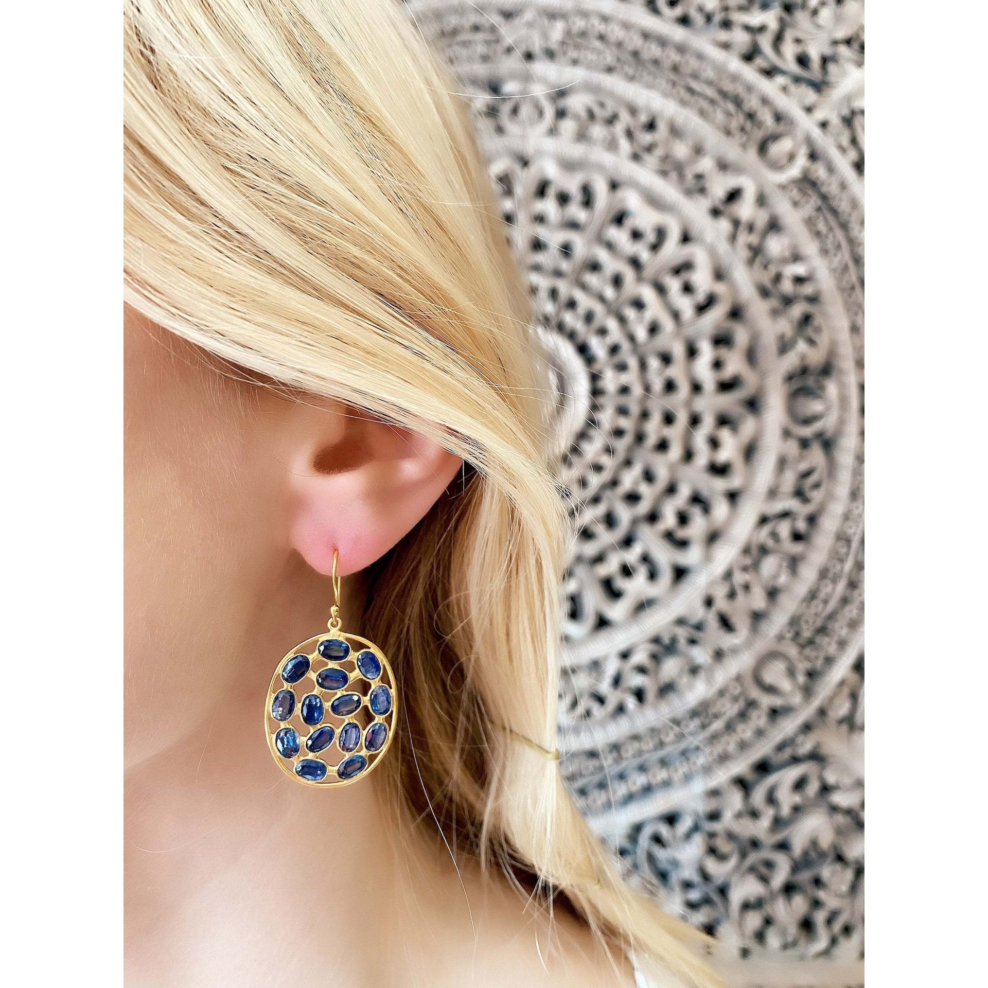 Oval Jali Cocktail Drops - Kyanite