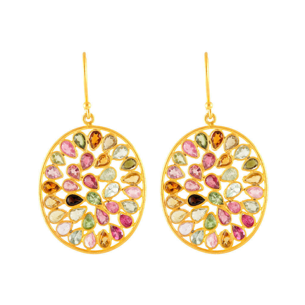 Oval Jali Cocktail Drops - Tourmalines