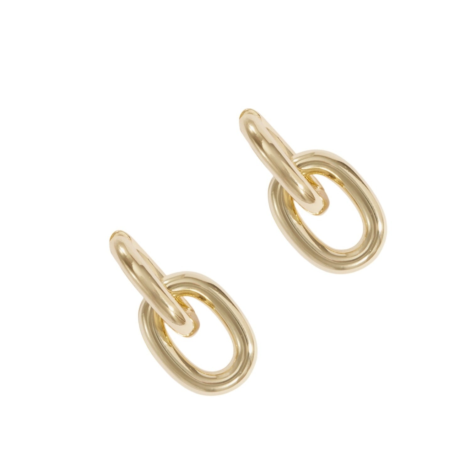 Oval Link Bare Pendant Hoops Gold