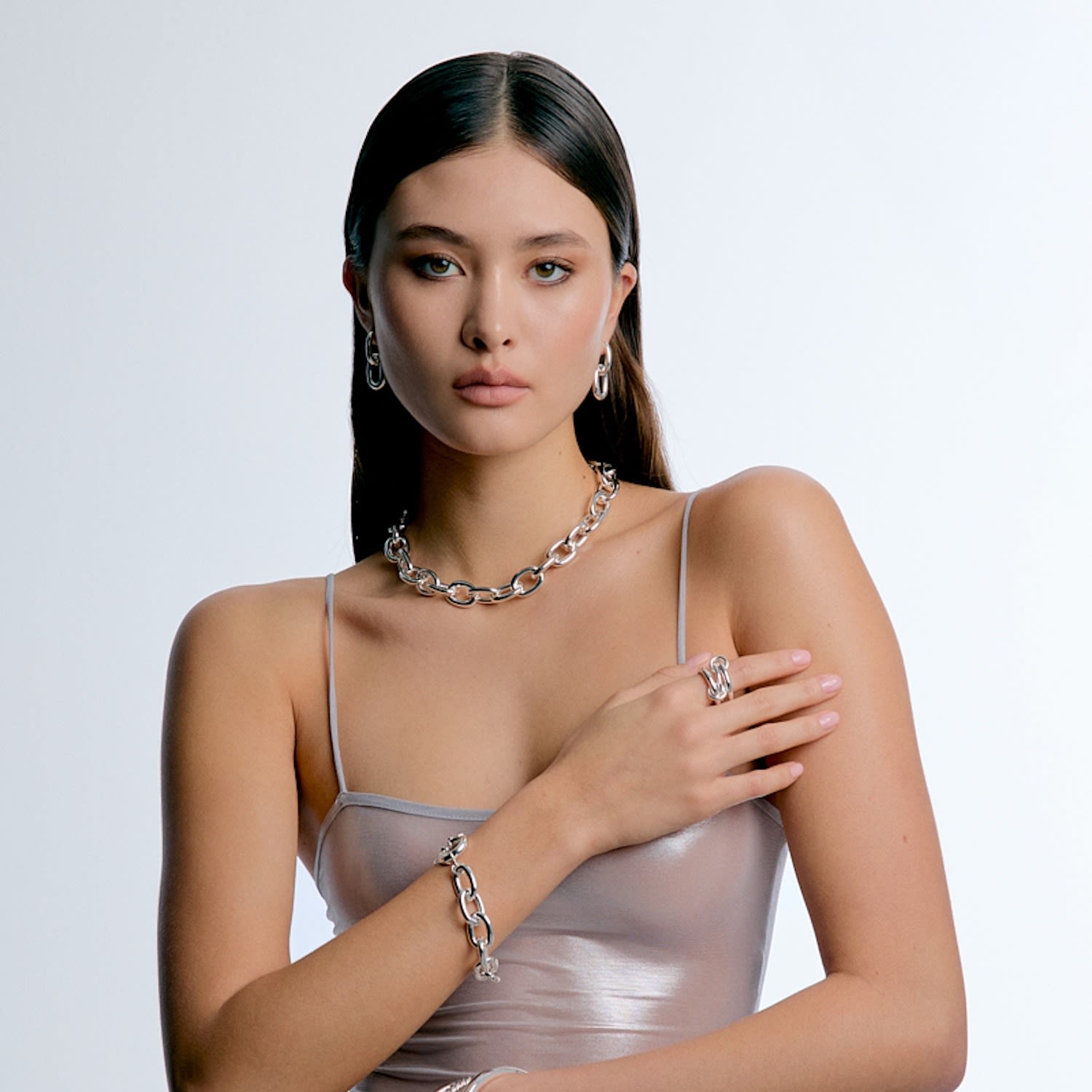 Oval Link Necklace Silver