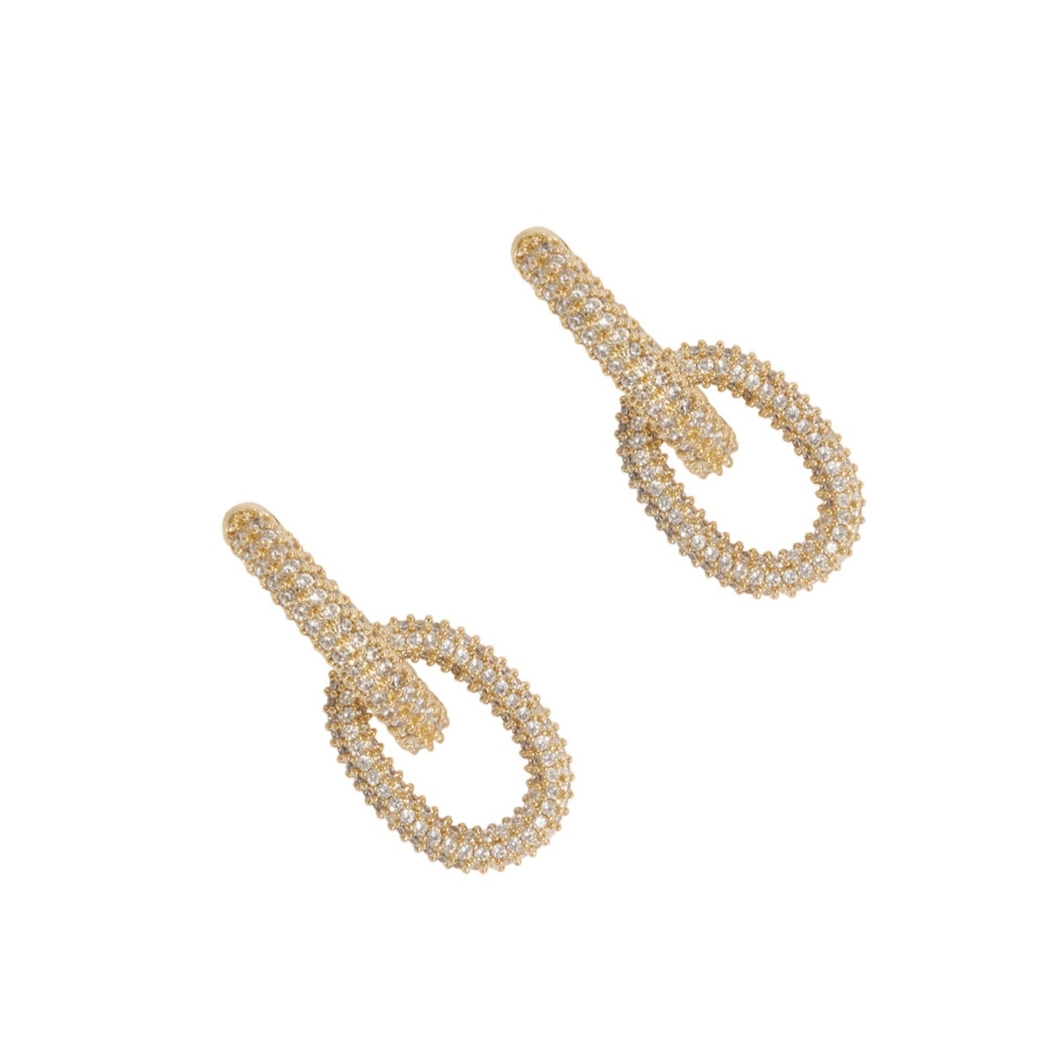Oval Link Pavé Pendant Hoops Gold